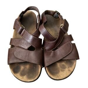 SAS‎ Huggy Sandals Women's 8 Brown Leather Cross Strap Tripad Comfort Slingback